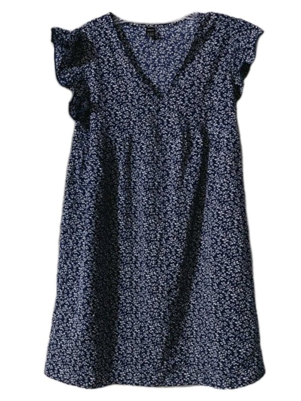 Ranlege Womens Navy Floral Print  Mini Dress Size Medium